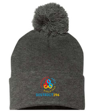 Load image into Gallery viewer, DIST 196 Pom-Pom Cuffed Beanie with embroidered logo
