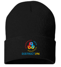 Load image into Gallery viewer, DIST 196 Solid Cuffed Beanie with emboridered logo
