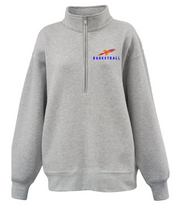 Load image into Gallery viewer, R Basketball  Pennant Women's oversize 1/2 zip wih embroidered logo
