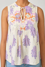 Load image into Gallery viewer, Embroidery Yoke Sleeveless Top: Ivory
