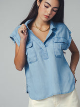 Load image into Gallery viewer, Western-Inspired Tencel Top: LT BLUE
