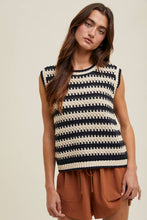 Load image into Gallery viewer, STRIPED CROCHET TANK TOP / BLACK
