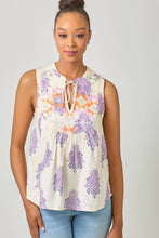 Load image into Gallery viewer, Embroidery Yoke Sleeveless Top: Ivory
