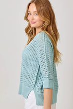 Load image into Gallery viewer, Open Stitch High Low Sweater: Powder Blue
