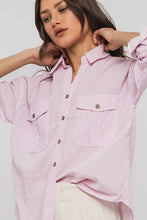 Load image into Gallery viewer, Pinstripe Utility Button-Up in Premium Cotton Blend: KHAKI
