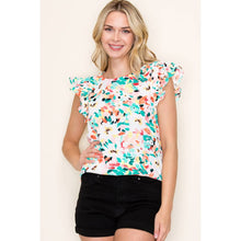 Load image into Gallery viewer, FLORAL PRINT TOP: IVORY/CORAL
