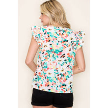 Load image into Gallery viewer, FLORAL PRINT TOP: IVORY/CORAL
