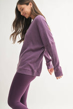 Load image into Gallery viewer, Waffle Ribbed Roundneck Pullover: NEW ORCHID
