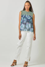 Load image into Gallery viewer, 61024 Sleeveless Ruffled Floral Print Top: Tomato / Small
