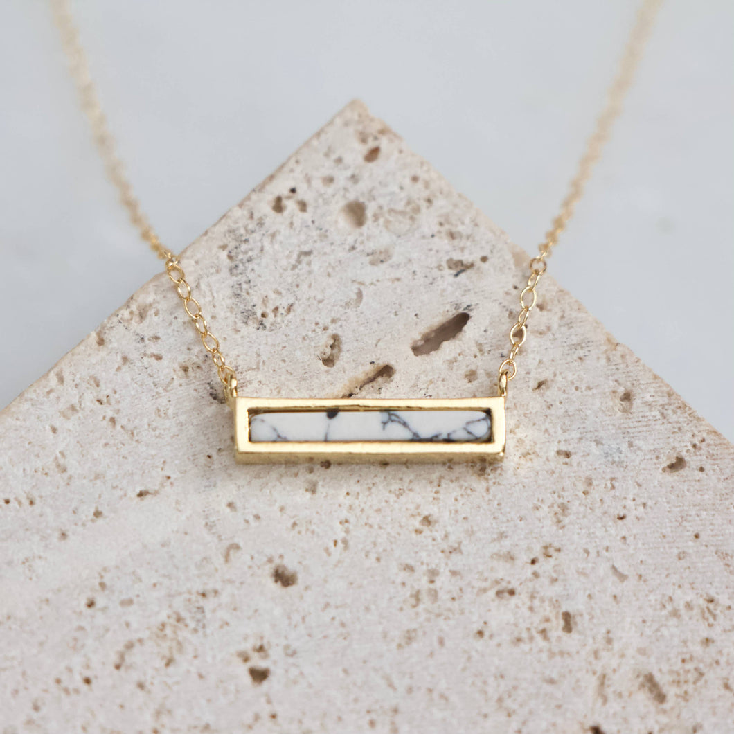 Mini Turquoise Bar Necklace: White Turquoise