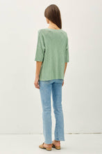 Load image into Gallery viewer, RELAXED FIT 1/2 SLEEVE COTTON SLUB SWEATER: Capri
