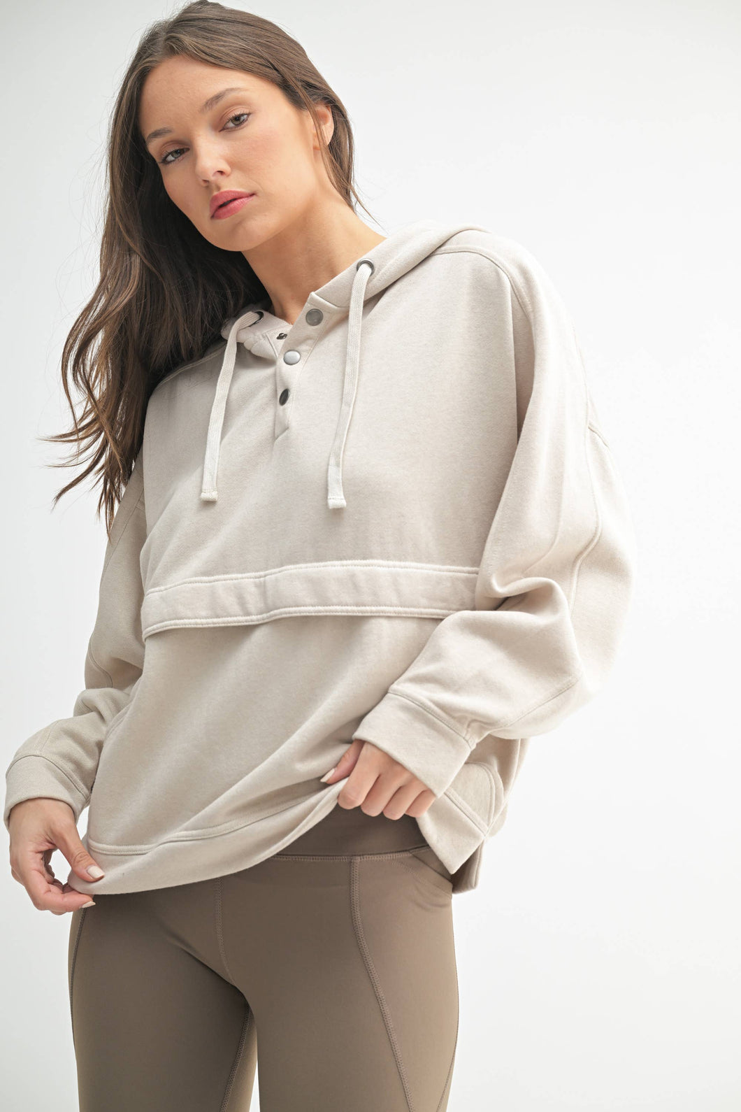 Drift Burnout Fleece Snap Hoodie: NATURAL