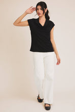 Load image into Gallery viewer, SHORT SLEEVE COWL NECK TOP: Black
