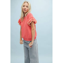 Load image into Gallery viewer, DOUBLE LAYERED RUFFLE SWEATER TOP /  POPPY/CITRUS
