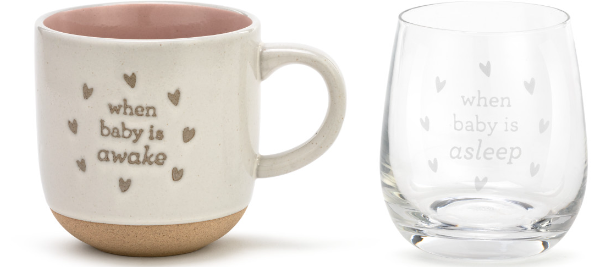Demdaco-When baby wakes/sleeps mug & wine glass