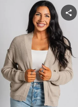 be cool-Chunky Knit Cardigan/Natural Blush