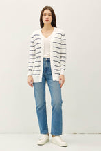 Load image into Gallery viewer, STRIPED COTTON SLUB CARDIGAN: Indigo
