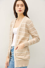 Load image into Gallery viewer, STRIPED COTTON SLUB CARDIGAN: Indigo
