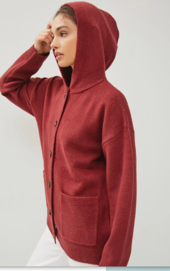 be cool burgundy hooded cardi