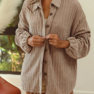 BiBi-Rib Texture Chenille Shirt (Terracotta)