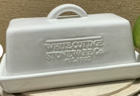 Audrey's-white cottage ceramic butter dish