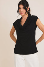 Load image into Gallery viewer, SHORT SLEEVE COWL NECK TOP: Black
