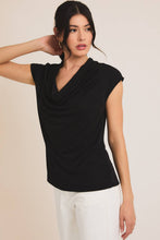 Load image into Gallery viewer, SHORT SLEEVE COWL NECK TOP: Black
