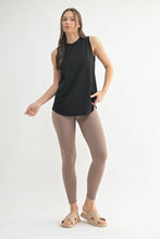 Load image into Gallery viewer, Notched Sleeveless Flowy Tank Top: BLACK

