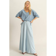 Load image into Gallery viewer, V-Neck Oversized Semi-Sheer Cotton Top: BROWN
