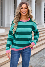Load image into Gallery viewer, Multicolor Striped Ribbed Knit Sweater
