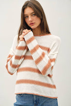 Load image into Gallery viewer, FLOWY STRIPED SWEATER W ACCENT COLOR: Poppy
