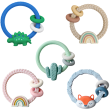 Load image into Gallery viewer, Ritzy Rattle™ Silicone Teether Rattles: Highland Cow
