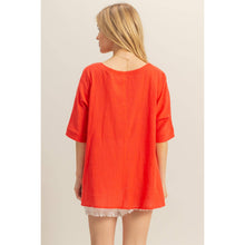 Load image into Gallery viewer, V-Neck Oversized Semi-Sheer Cotton Top: BROWN
