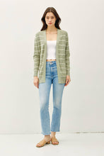 Load image into Gallery viewer, STRIPED COTTON SLUB CARDIGAN: Indigo

