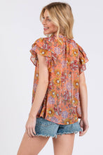 Load image into Gallery viewer, Boho Flower Print Ruffle Sleeve Blouse
