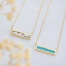 Load image into Gallery viewer, Mini Turquoise Bar Necklace: White Turquoise
