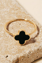 Load image into Gallery viewer, Epoxy Clover Charm Dainty Band Ring: GDBLK
