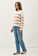 Load image into Gallery viewer, FLOWY STRIPED SWEATER W ACCENT COLOR: Poppy
