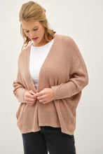 Load image into Gallery viewer, PLUS DOLMAN SLEEVE OPEN FRONT CARDIGAN: CAMEL
