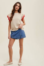 Load image into Gallery viewer, DOUBLE LAYERED RUFFLE SWEATER TOP /  POPPY/CITRUS
