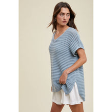 Load image into Gallery viewer, STRIPED CROCHET SWEATER TOP / CLOUD
