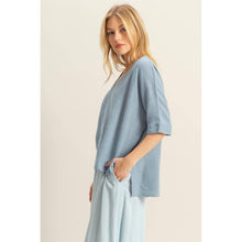 Load image into Gallery viewer, V-Neck Oversized Semi-Sheer Cotton Top: BROWN
