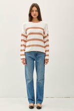 Load image into Gallery viewer, FLOWY STRIPED SWEATER W ACCENT COLOR: Poppy
