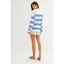 Load image into Gallery viewer, LIGHTWEIGHT COLLARED STRIPED SWEATER TOP
