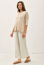 Load image into Gallery viewer, RELAXED FIT 1/2 SLEEVE COTTON SLUB SWEATER: Capri
