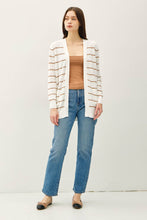 Load image into Gallery viewer, STRIPED COTTON SLUB CARDIGAN: Indigo
