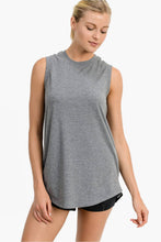 Load image into Gallery viewer, Notched Sleeveless Flowy Tank Top: BLACK
