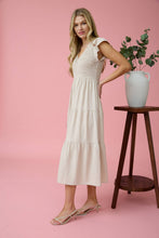 Load image into Gallery viewer, FLUTTER SLEEVE MAXI DRESS: BLACK
