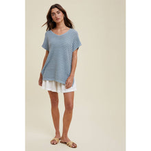 Load image into Gallery viewer, STRIPED CROCHET SWEATER TOP / CLOUD
