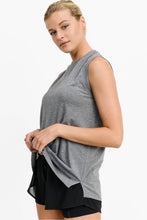 Load image into Gallery viewer, Notched Sleeveless Flowy Tank Top: BLACK
